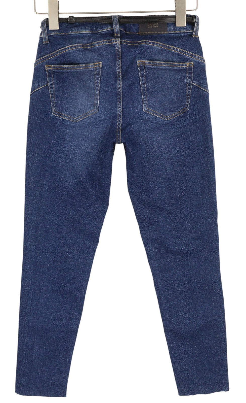 LIU JO Women's W28 Blue Denim Fade Skinny Fit Belt Tie Unfinished Hems