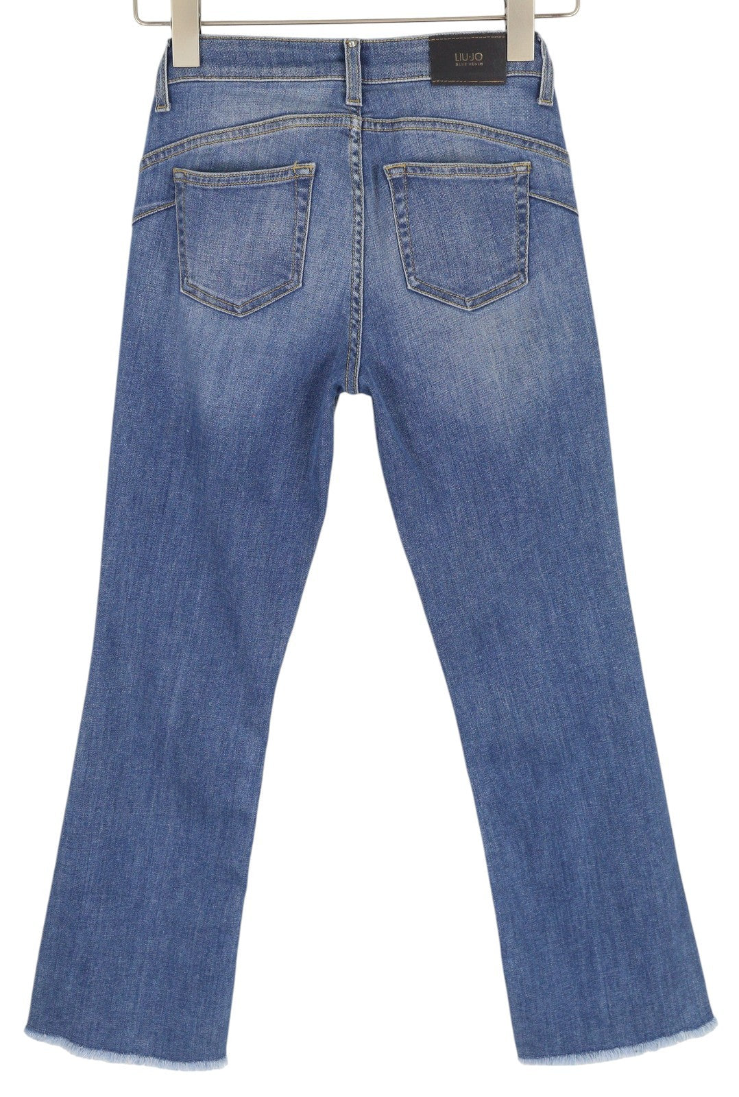 LIU JO Microflaire Women's W28 Bootcut Blue Washed Denim Raw Hem Finish