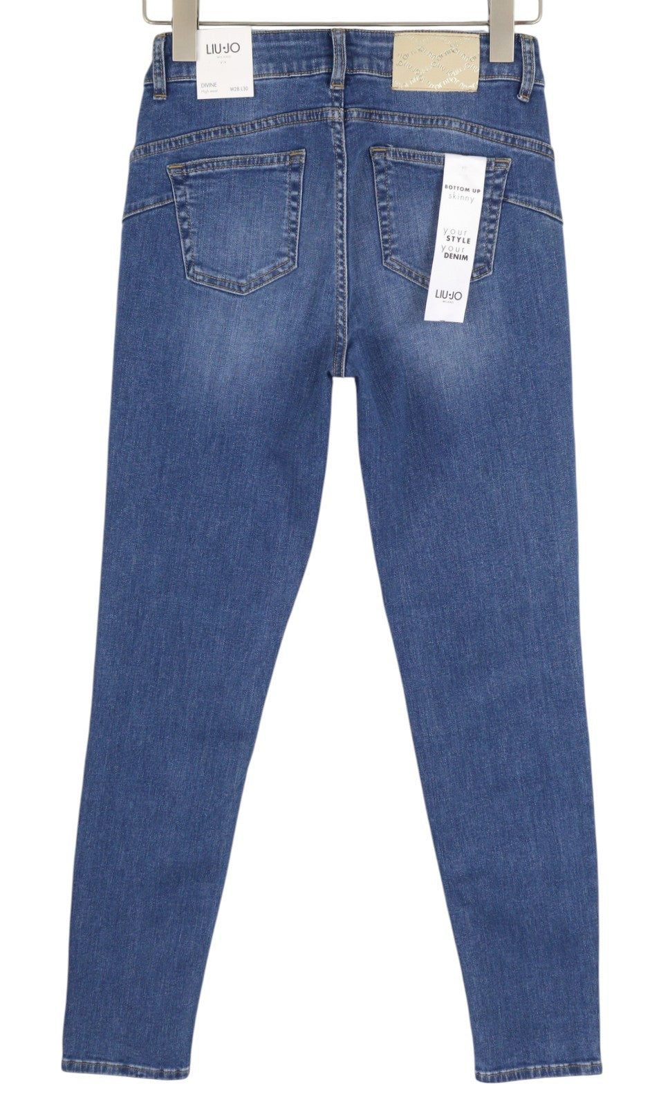 LIU JO Divine Women's W28/L30 High Waist Bottom Up Black Washed Skinny