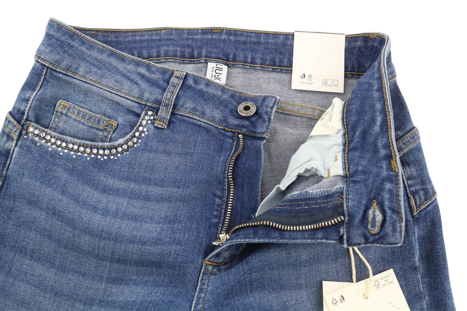 LIU JO Divine Women's W28/L30 High Waist Bottom Up Black Washed Skinny