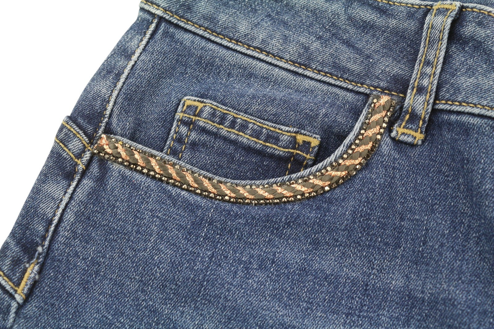 LIU JO Divine Women's W28 Skinny Blue Washed Denim Rhinestone Embellish