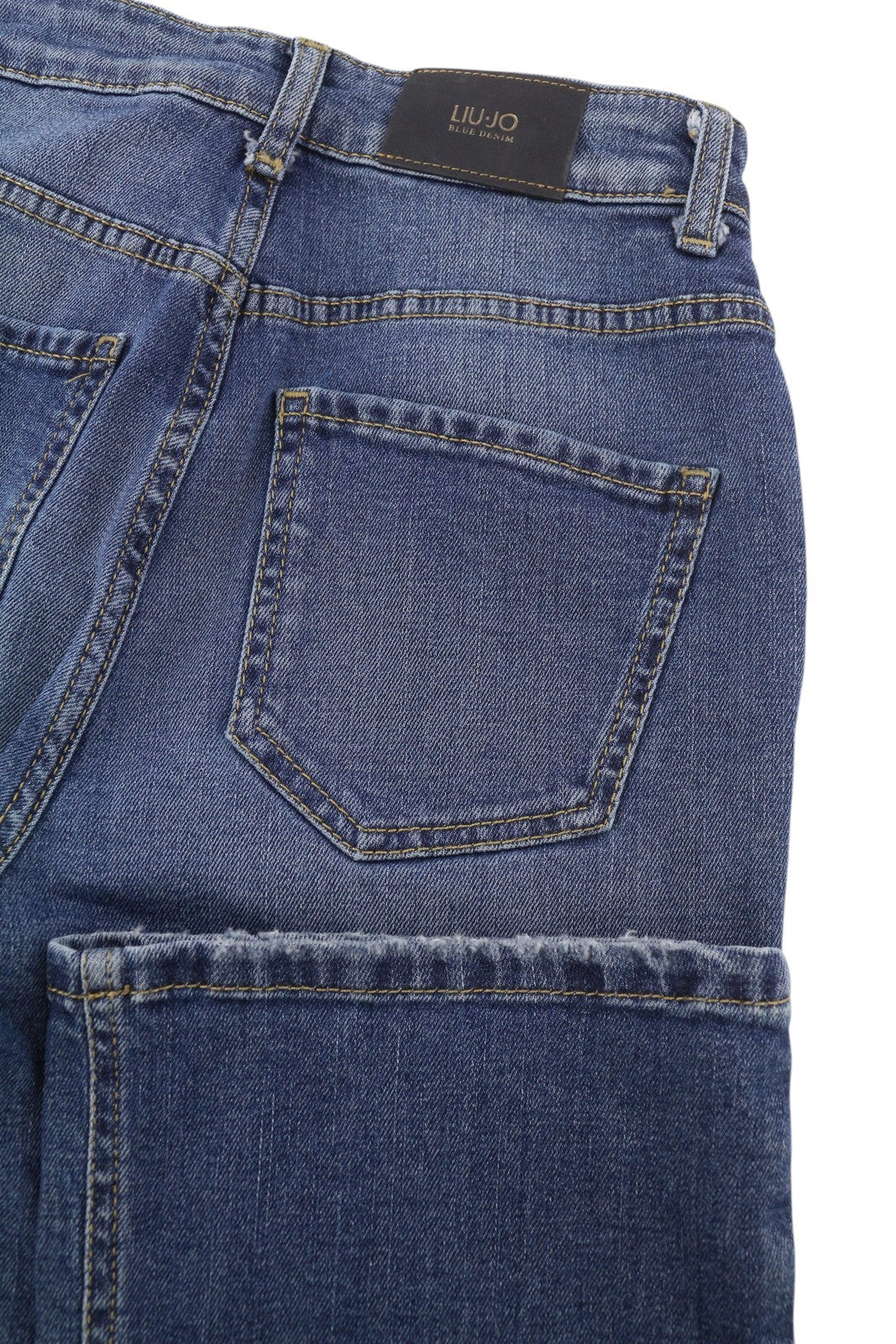 LIU JO Microflair Women's W28 Blue Ripped Distress Bootcut Denim Zip