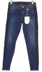 LIU JO Fabulous Women's W28 Skinny Blue Washed Denim Rhinestone Finish