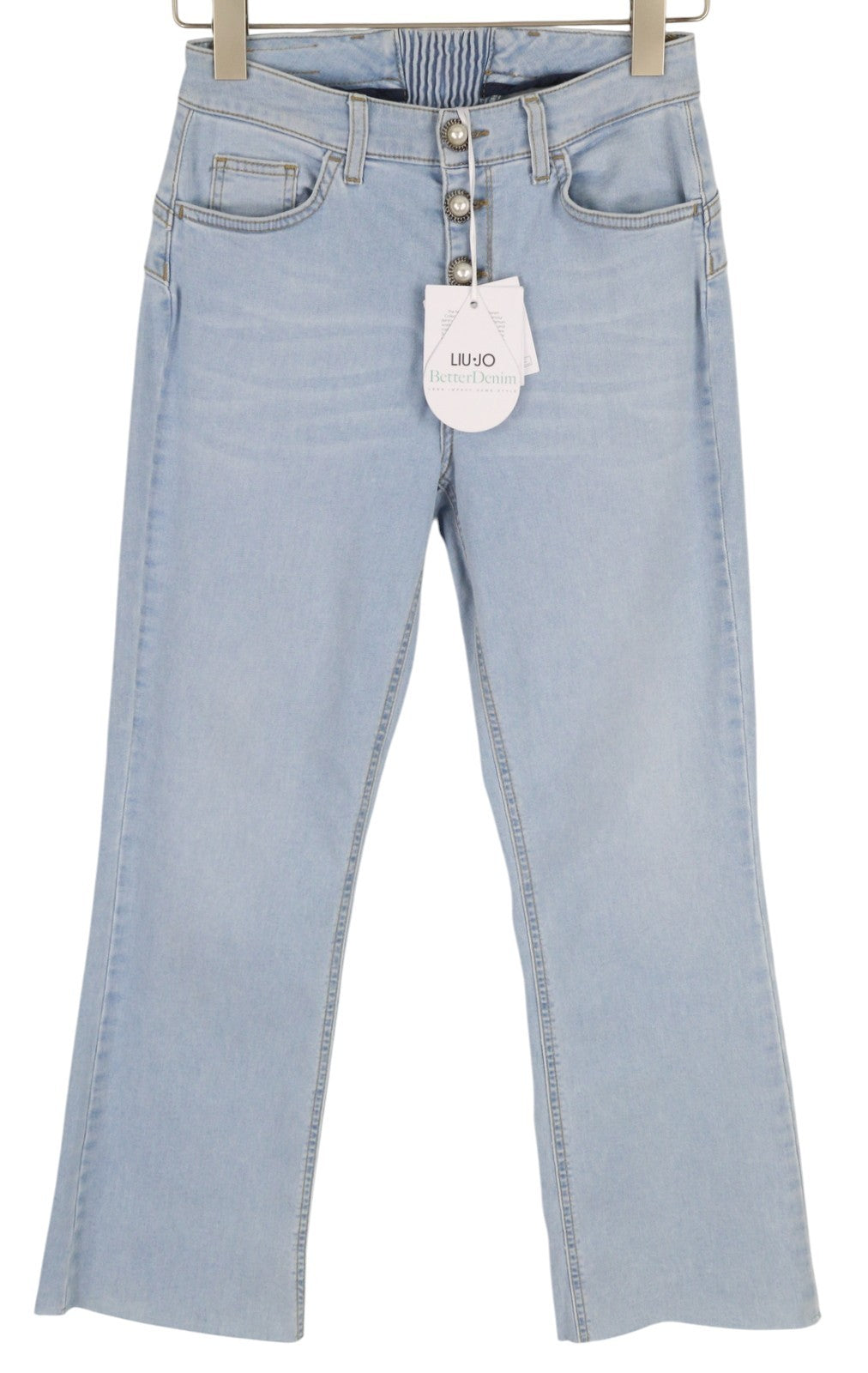 LIU JO Parfait Women's W28 Washed Blue Denim Button Bootcut Organic