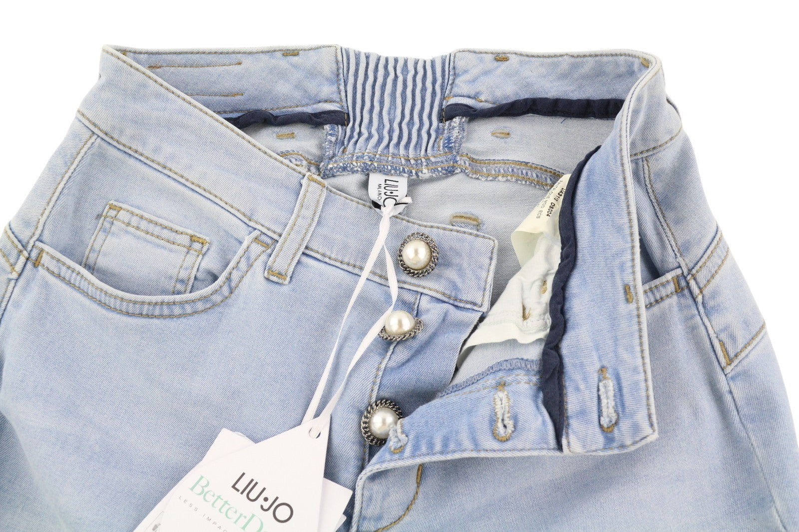 LIU JO Parfait Women's W28 Washed Blue Denim Button Bootcut Organic