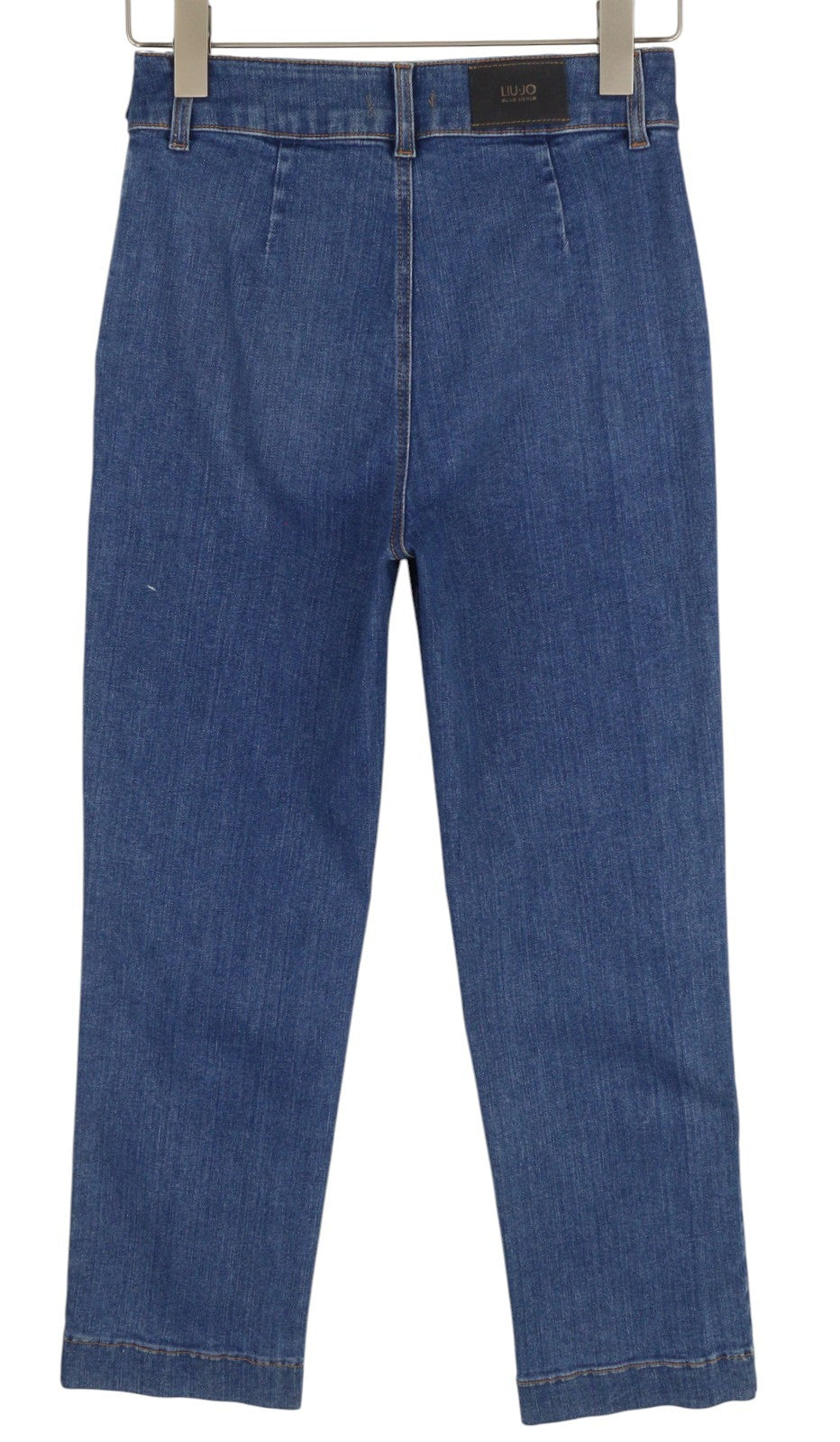 LIU JO Chino Rib Women's W28 Regular Washed Blue Denim Zip Fly Logo