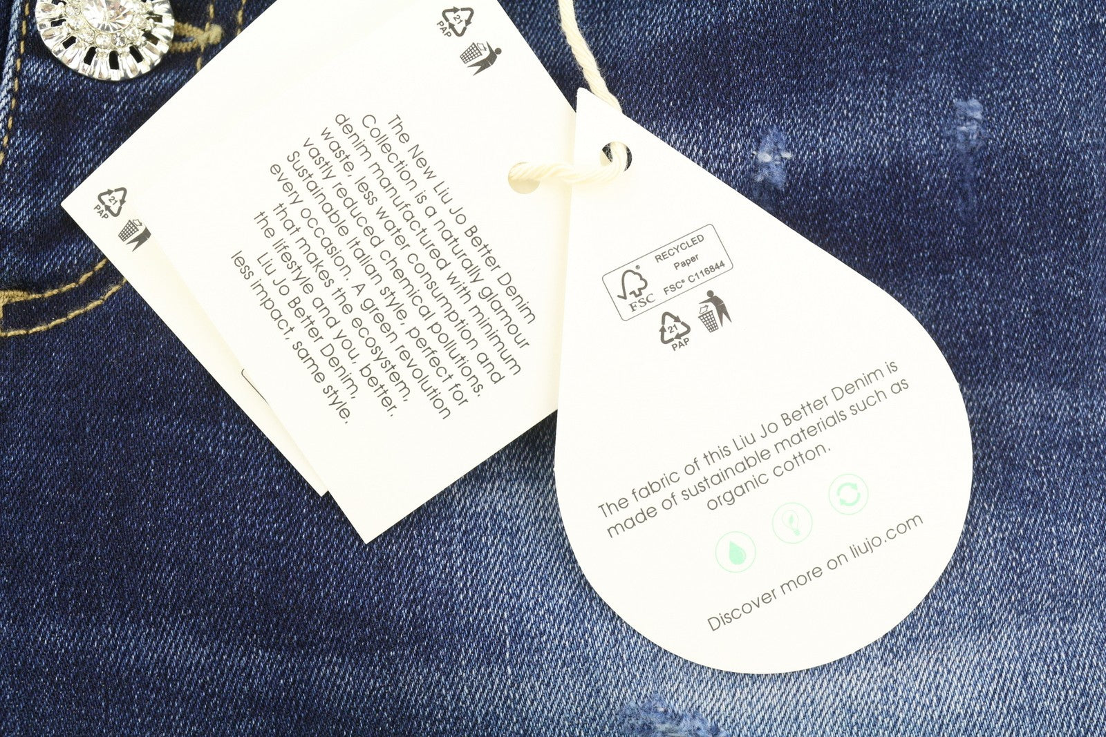 LIU JO Cute Women's W28 Skinny Ripped Washed Blue Denim Button Finish