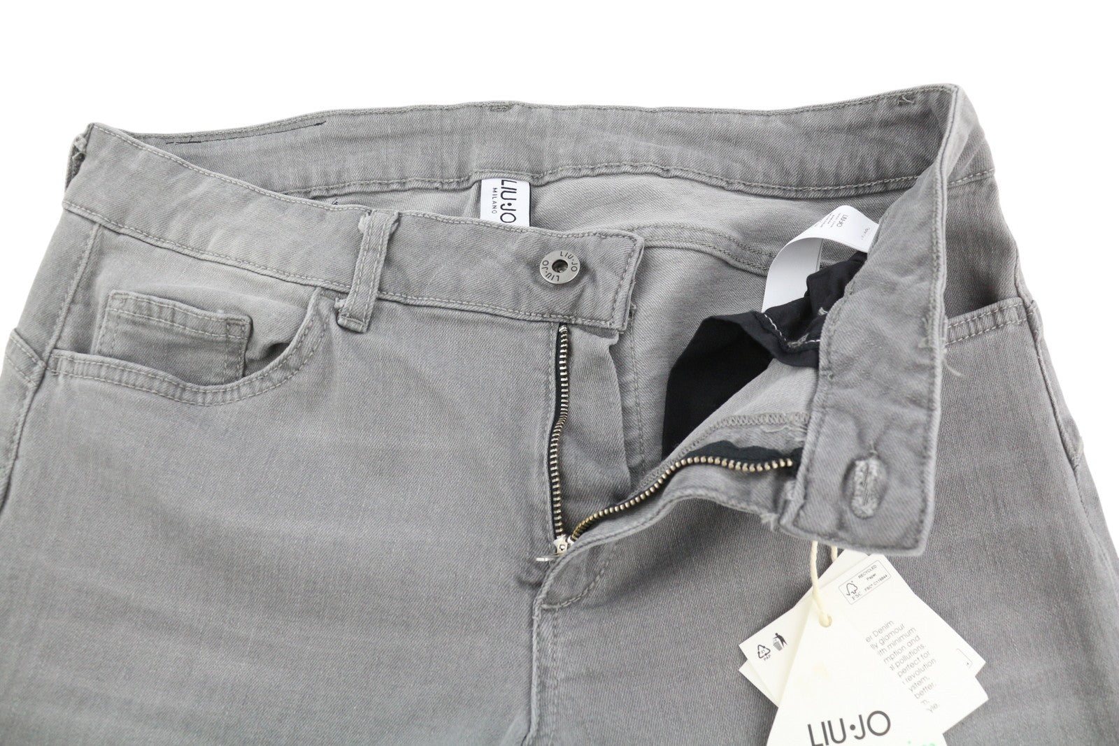 LIU JO Women's W32 Grey Washed Denim Slim Fit Zip Fly Ankle Length