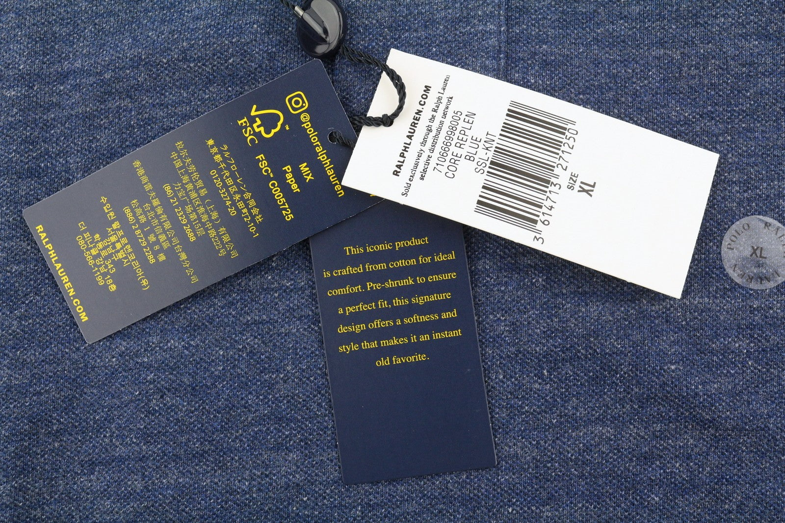 RALPH LAUREN Custom Slim Fit Men Polos XL Melange Embroidered Logo Short Sleeve