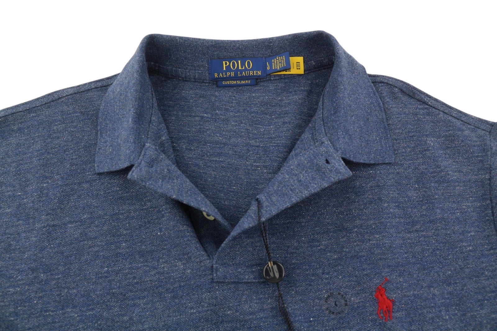 RALPH LAUREN Custom Slim Fit Men Polos L Melange Embroidered Logo Short Sleeve
