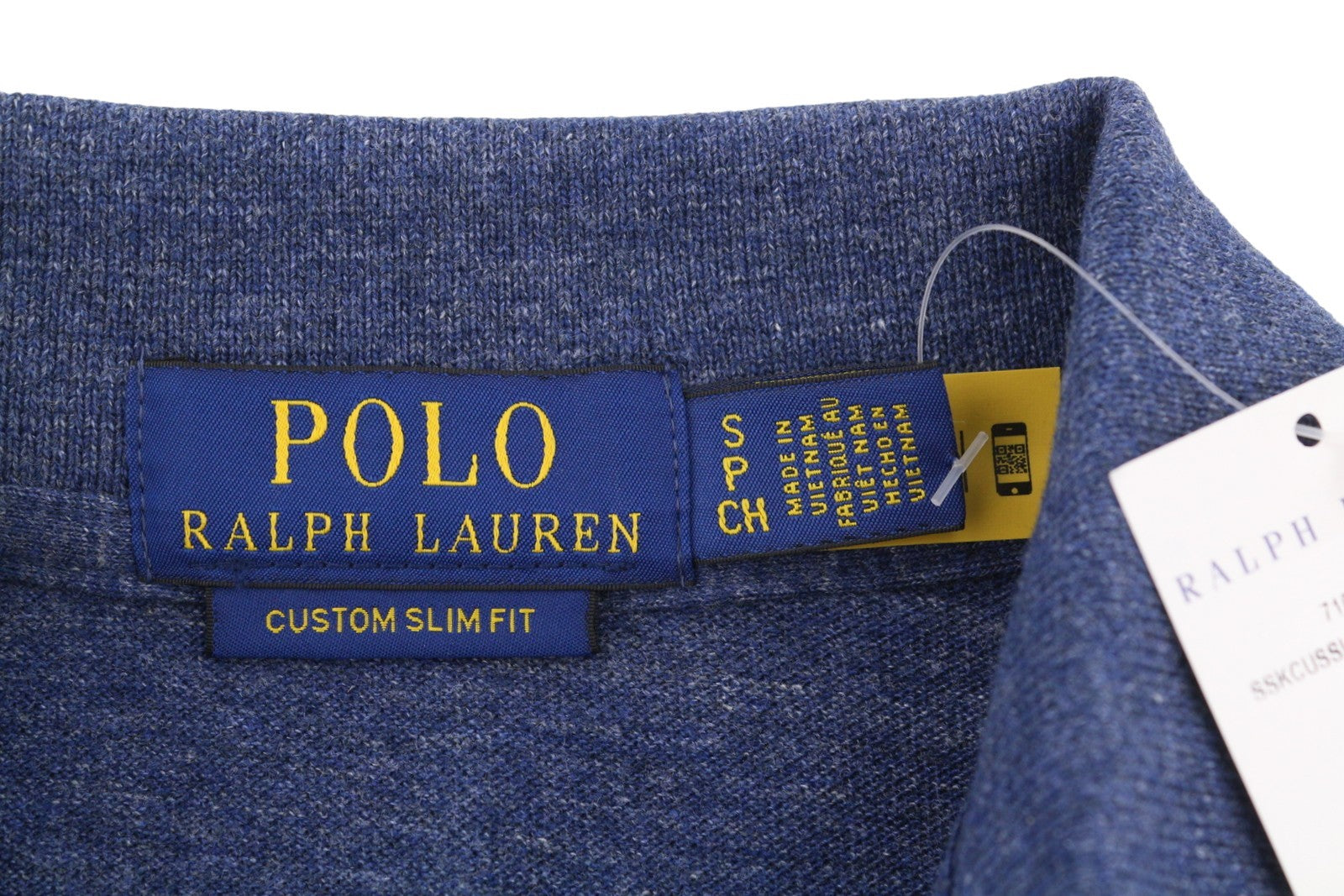 RALPH LAUREN Custom Slim Fit Men Polos S Melange Embroidered Logo Short Sleeve