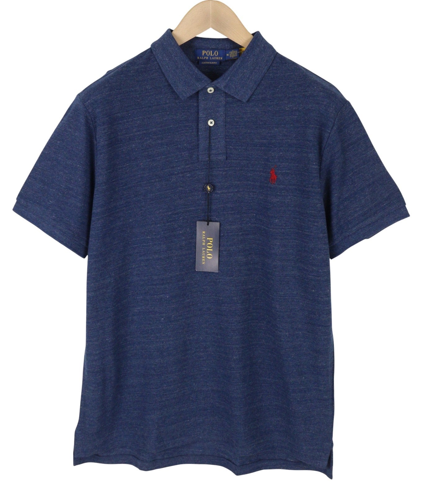 RALPH LAUREN Custom Slim Fit Men Polos M Melange Embroidered Logo Short Sleeve