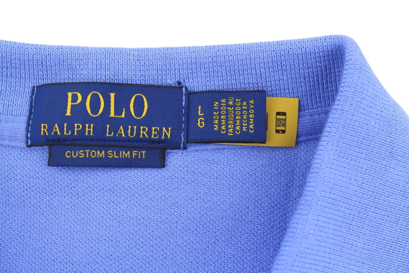 RALPH LAUREN Custom Slim Fit Men Polos L Blue Embroidered Logo Short Sleeve