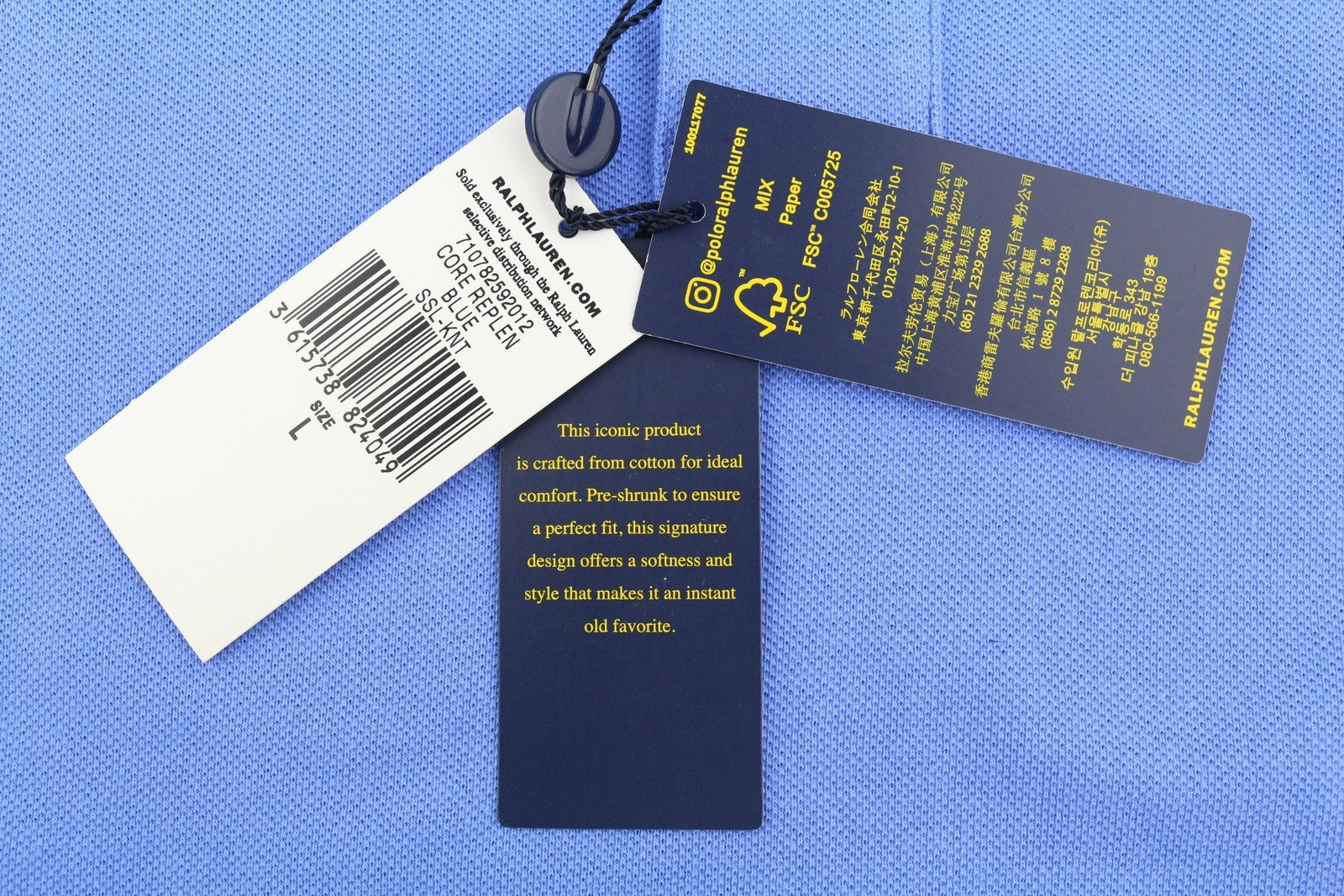 RALPH LAUREN Custom Slim Fit Men Polos L Blue Embroidered Logo Short Sleeve