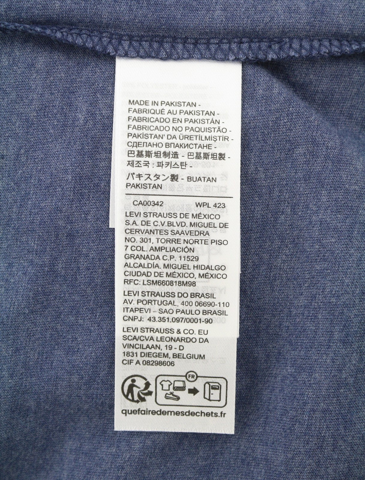 LEVI'S Standard Men T-Shirt S Melange Blue Crew Neck Stretch Short Sleeve