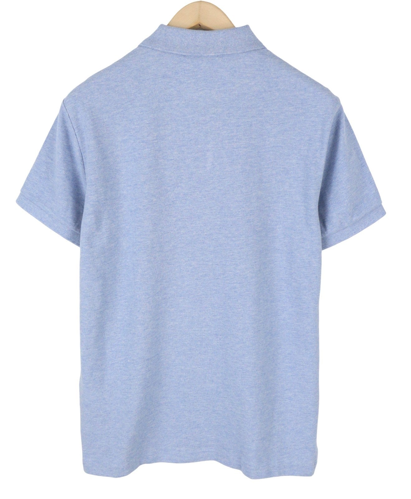 RALPH LAUREN Custom Slim Fit Men Polos M Blue Melange Embroidered Short Sleeve