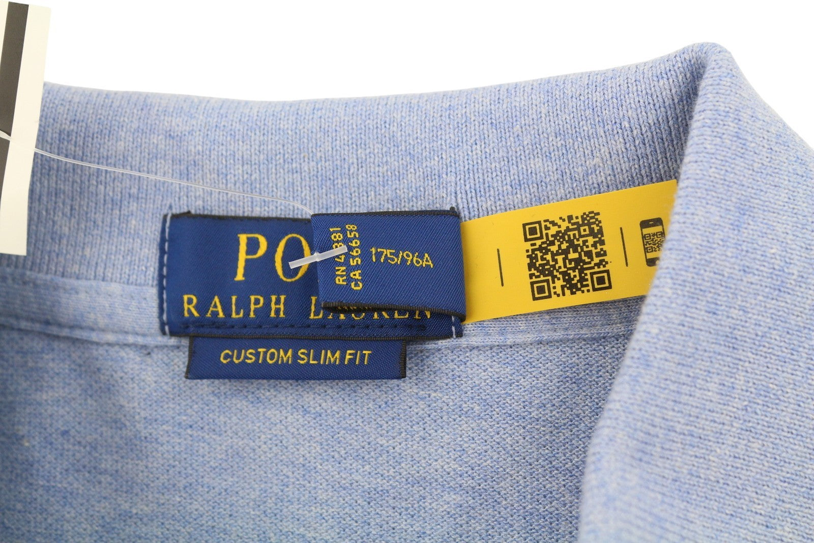 RALPH LAUREN Custom Slim Fit Men Polos M Blue Melange Embroidered Short Sleeve