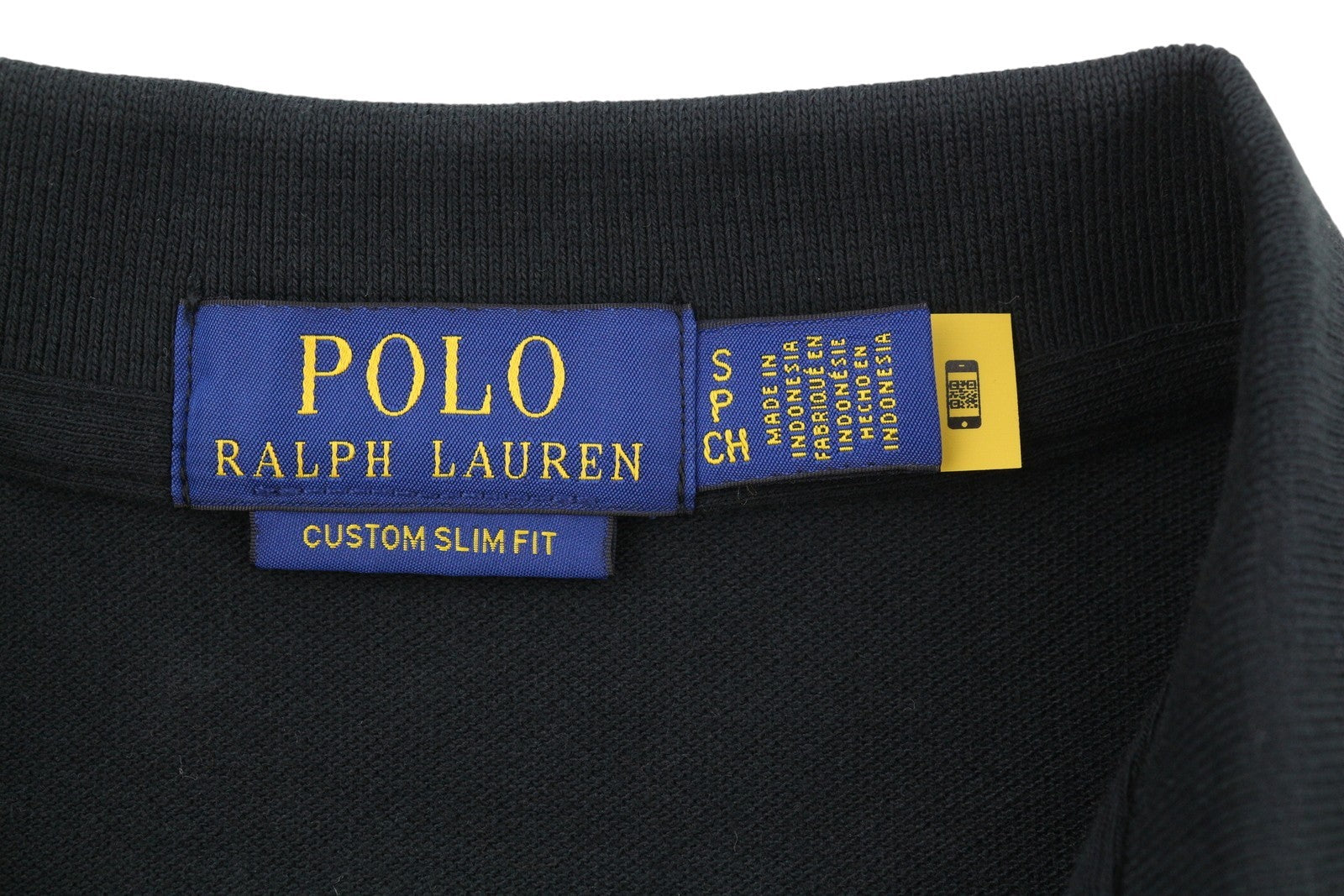 RALPH LAUREN Custom Slim Fit Men Polos S Black Embroidered Cotton Short Sleeve