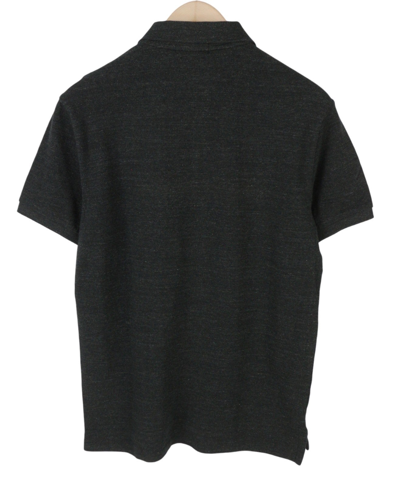 RALPH LAUREN Custom Slim Fit Men Polos M Black Melange Cotton Logo Short Sleeved