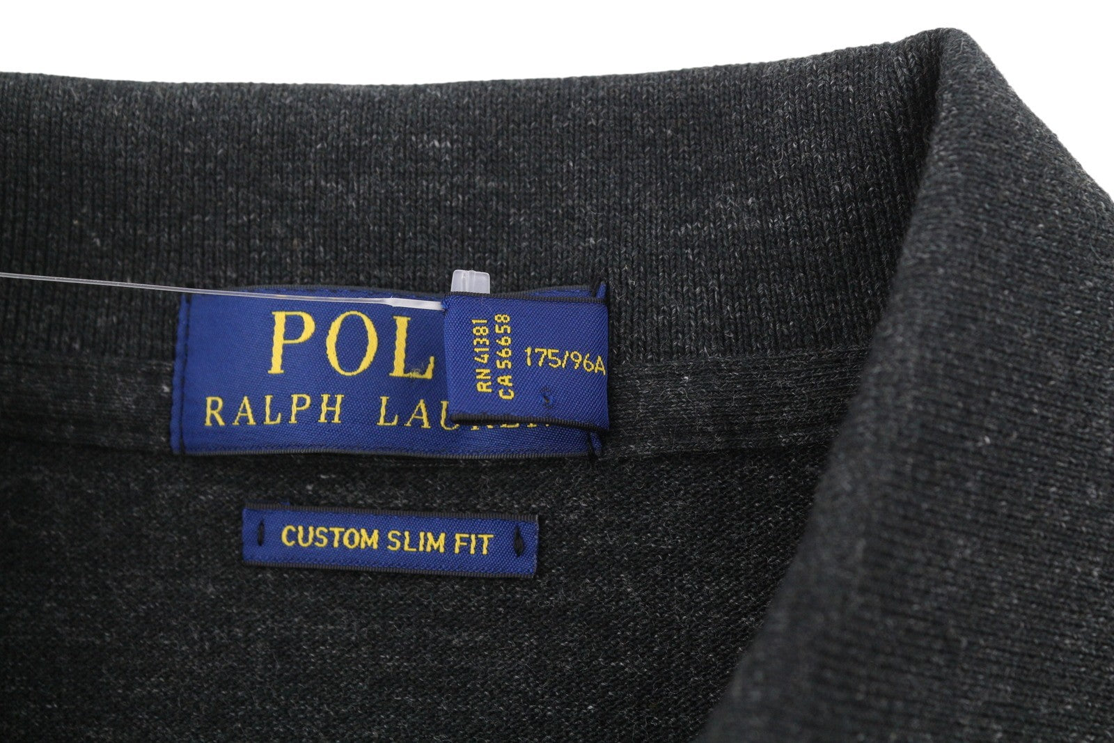 RALPH LAUREN Custom Slim Fit Men Polos M Black Melange Cotton Logo Short Sleeved