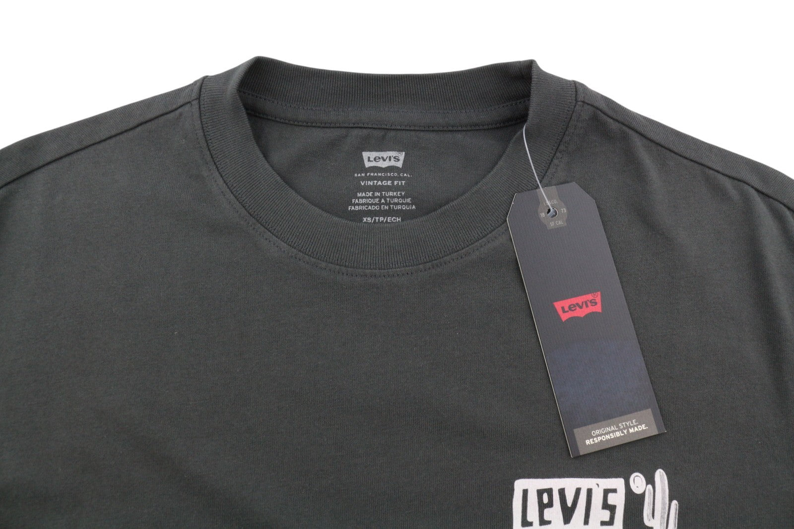 LEVI'S Vintage Fit Men T-Shirt XS Dark Grey Crew Neck Tricot Short Sleeve