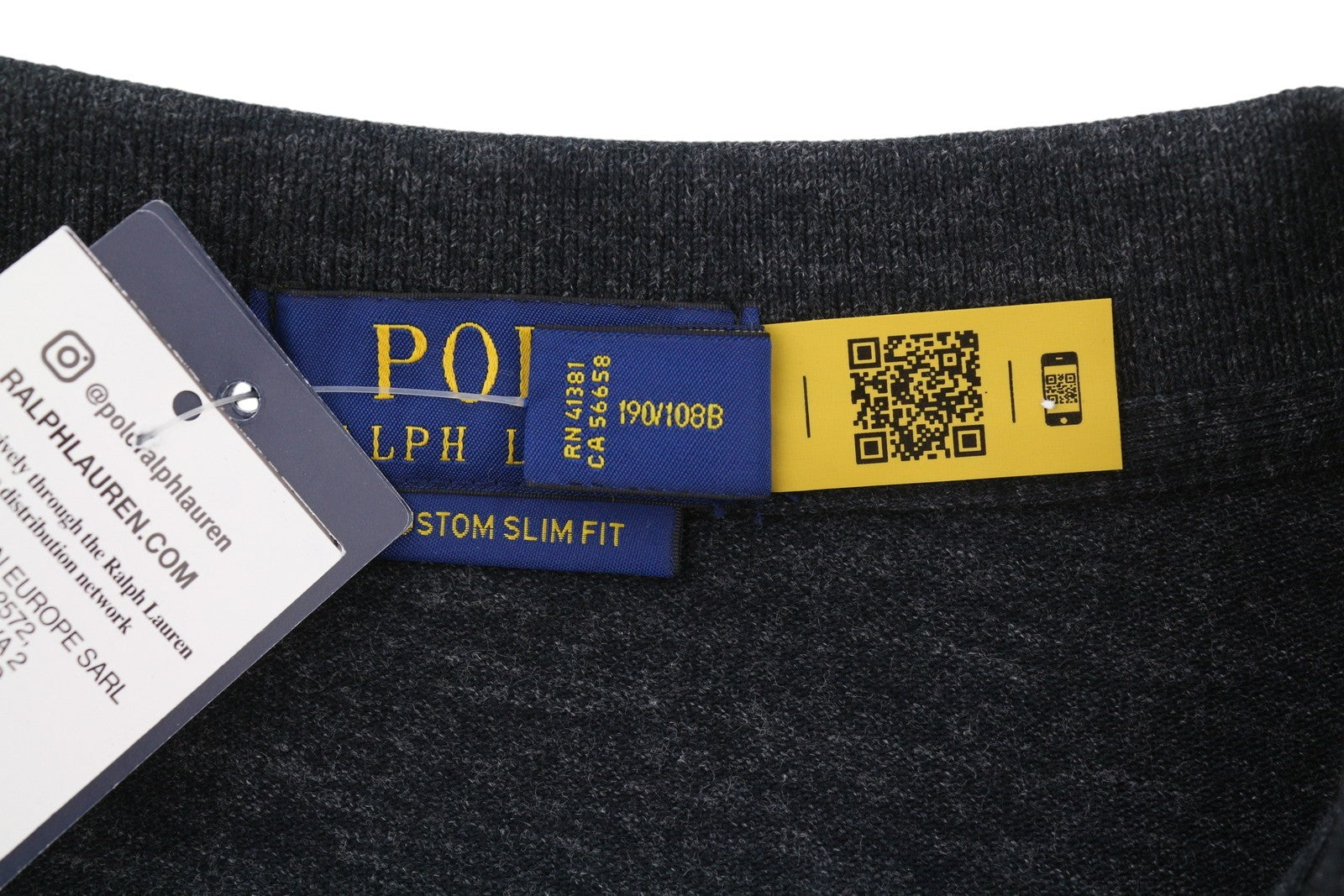 RALPH LAUREN Custom Slim Fit Men Polos 2XL Black Melange Cotton Short Sleeved