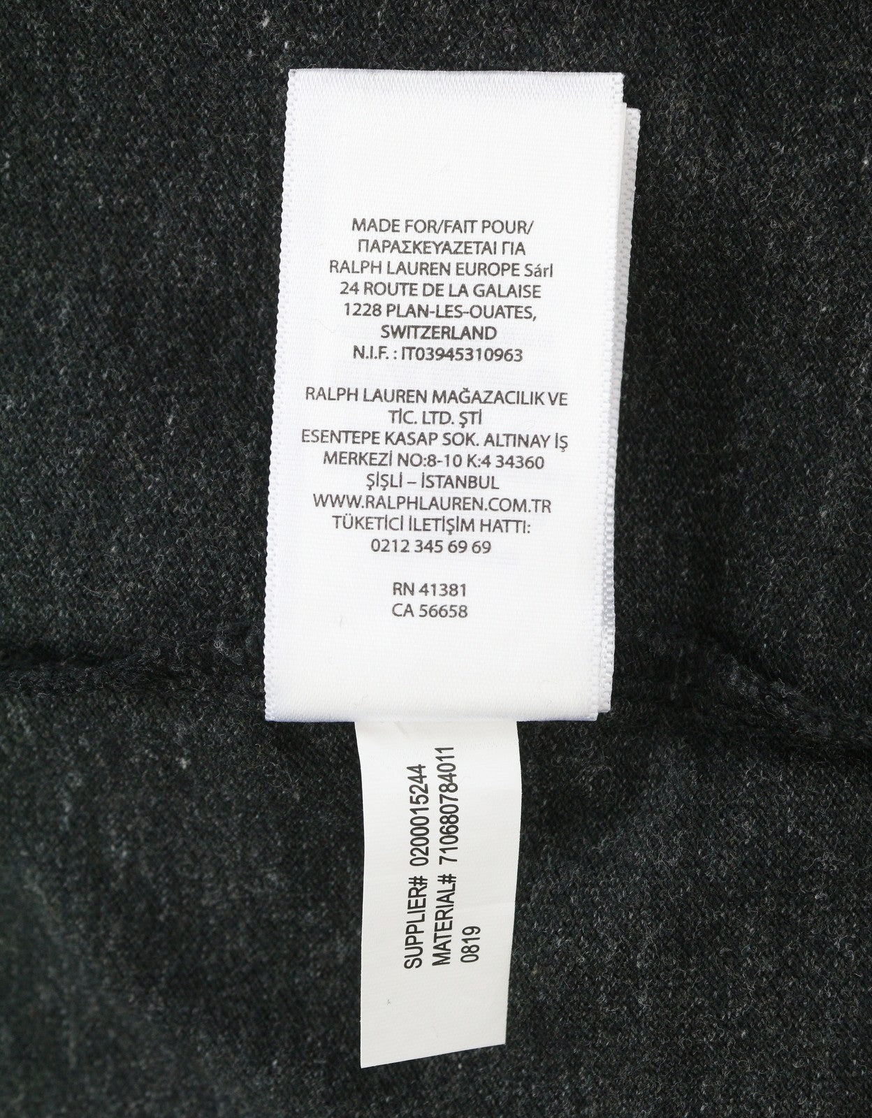 RALPH LAUREN Custom Slim Fit Men Polos S Black Melange Cotton Logo Short Sleeved