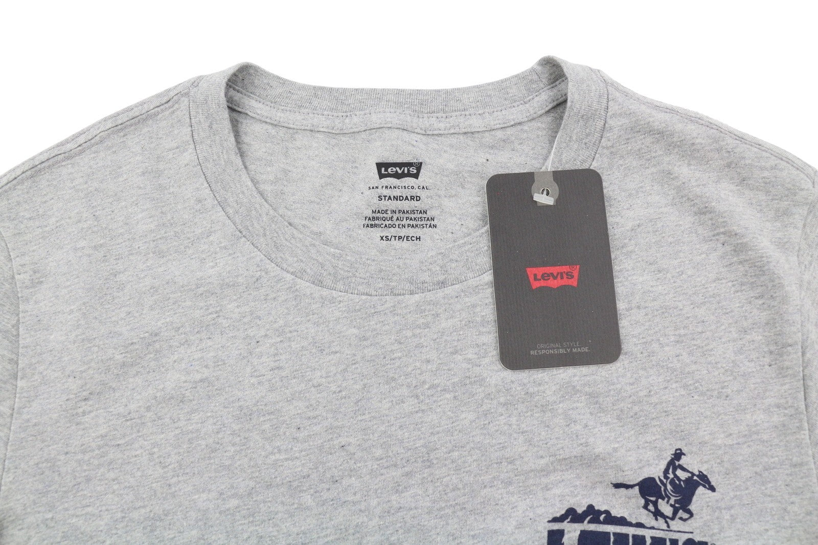 LEVI'S Standard Men T-Shirt XS Grey Melange Tricot Crew Neck Short Sleeve