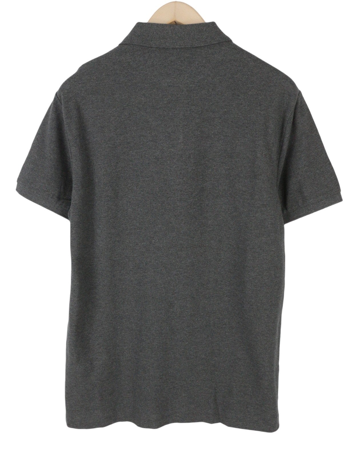 RALPH LAUREN Slim Fit Men Polos XL Dark Grey Melange Cotton Logo Short Sleeve