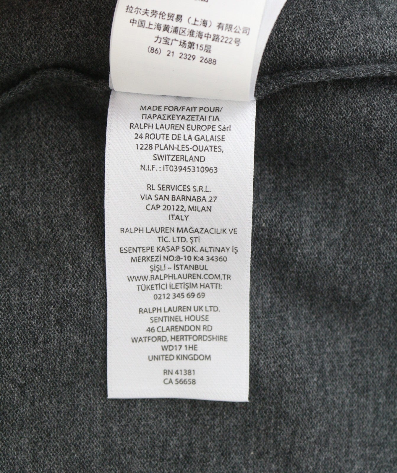 RALPH LAUREN Slim Fit Men Polos M Dark Grey Melange Cotton Logo Short Sleeve