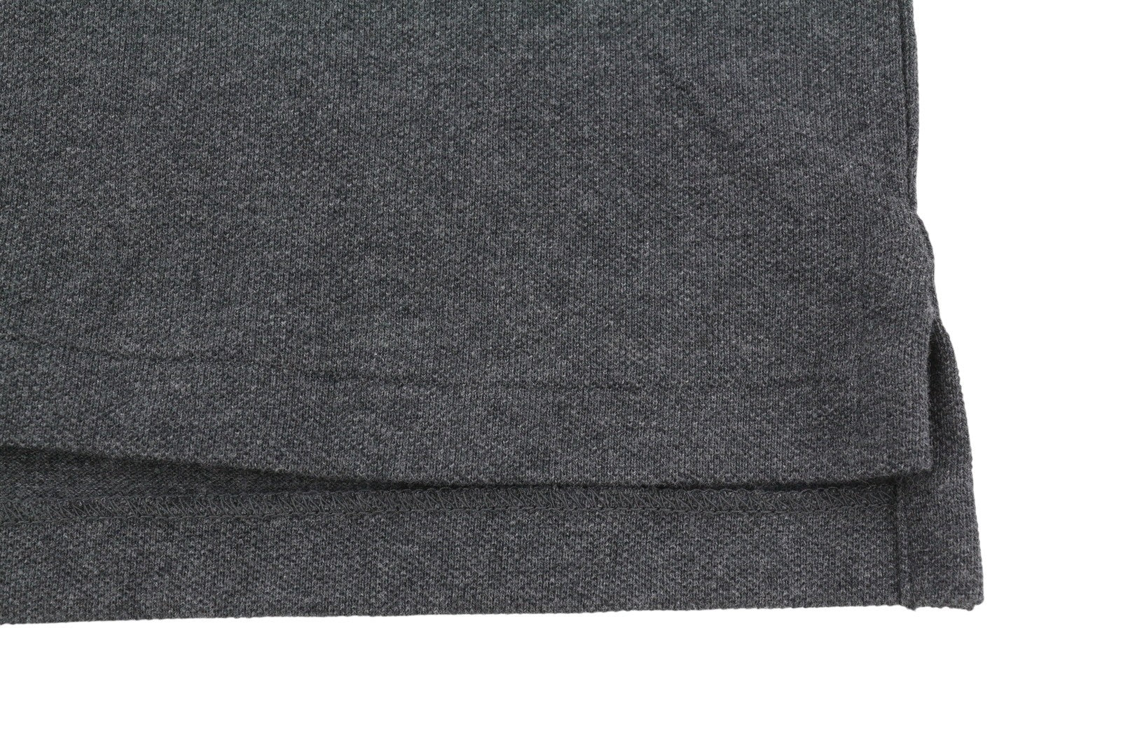 RALPH LAUREN Slim Fit Men Polos L Dark Grey Melange Cotton Logo Short Sleeve