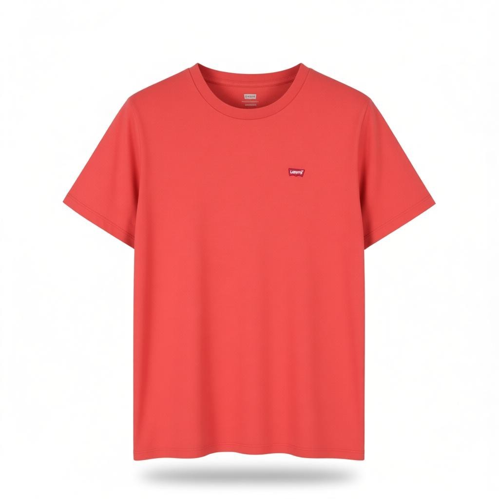 LEVI'S Standard Men T-Shirt XS Red Tricot Cotton Crew Neck Short Sleeve Casual