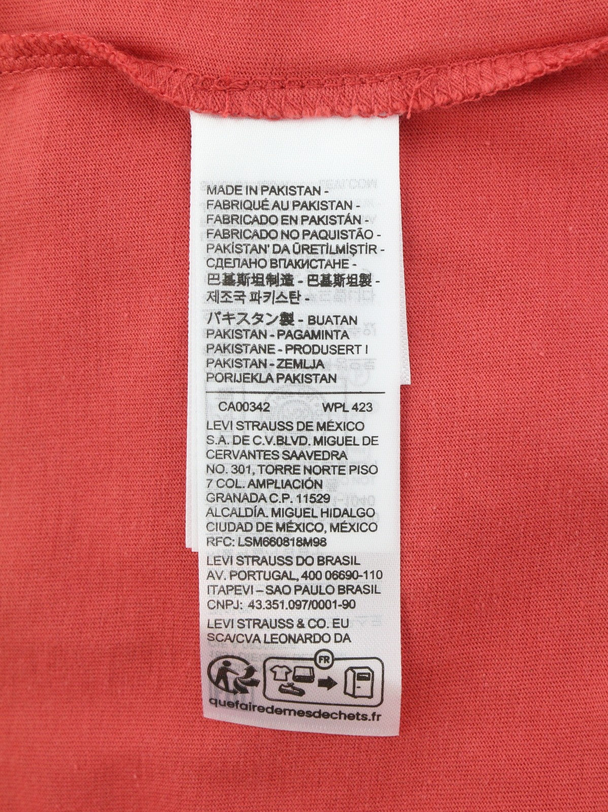 LEVI'S Standard Men T-Shirt XS Red Tricot Cotton Crew Neck Short Sleeve Casual