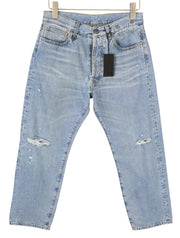 R13 Hayden Relaxed Women Jeans 30 Easton Blue W/Rips Distress Faded Cropped