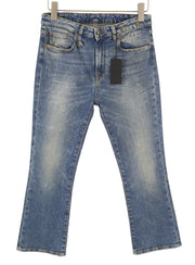 R13 Kick Fit Women Jeans 28 Kelly Stretch Whiskers Faded Cropped Zip RRP699