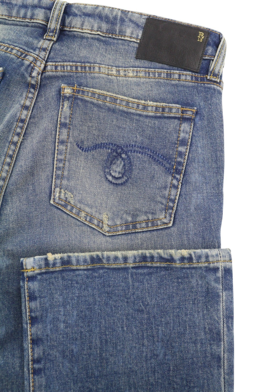 R13 Kick Fit Women Jeans 28 Kelly Stretch Whiskers Faded Cropped Zip RRP699