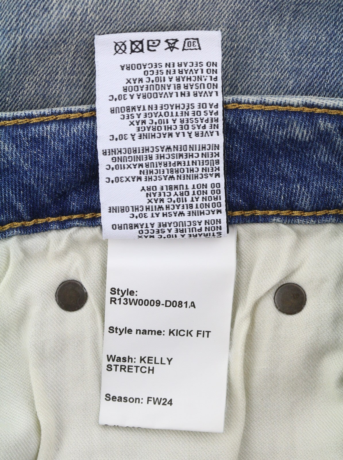 R13 Kick Fit Women Jeans 28 Kelly Stretch Whiskers Faded Cropped Zip RRP699