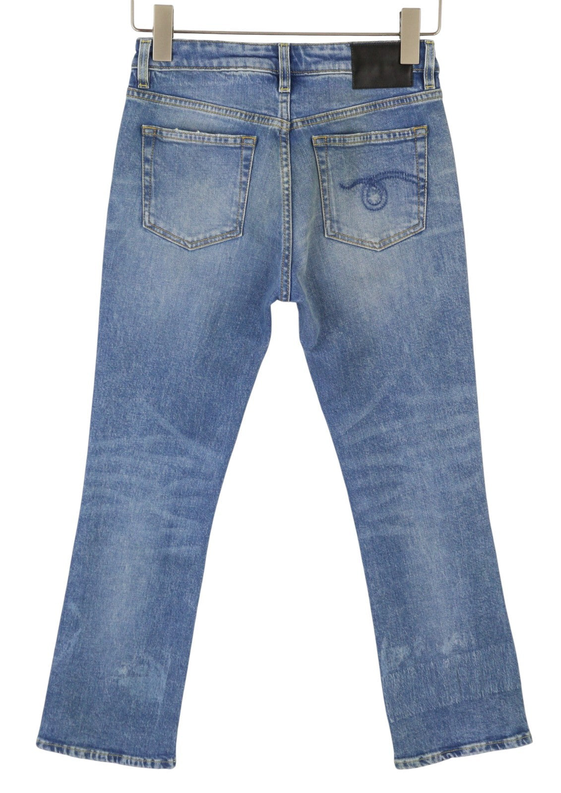 R13 Kick Fit Women Jeans 25 Jasper Stretch Whiskers Faded Cropped Ankle