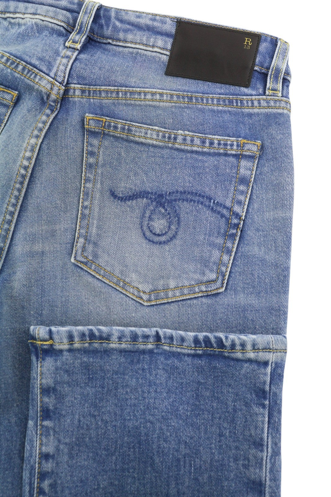 R13 Kick Fit Women Jeans 25 Jasper Stretch Whiskers Faded Cropped Ankle