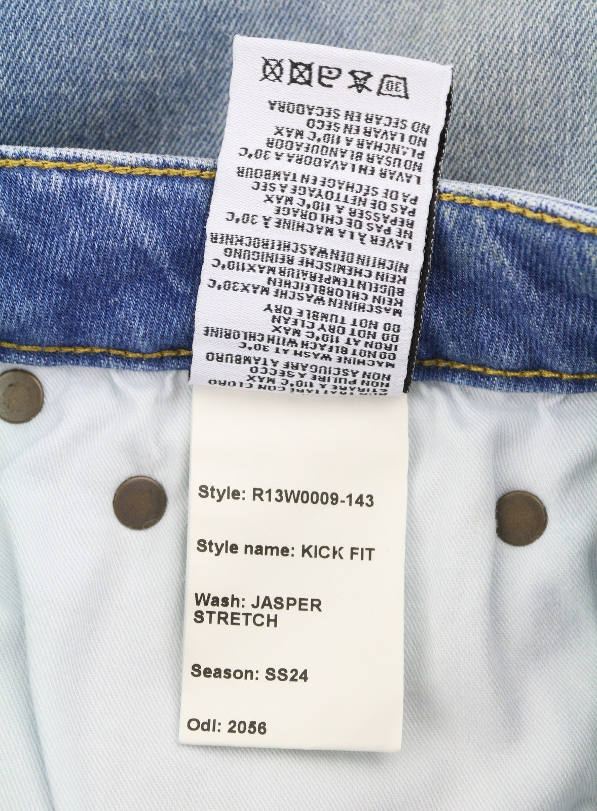 R13 Kick Fit Women Jeans 25 Jasper Stretch Whiskers Faded Cropped Ankle