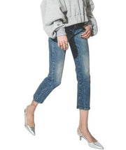 R13 Boy Straight Women Jeans 24 Kelly Stretch Whiskers Faded Cropped RRP699