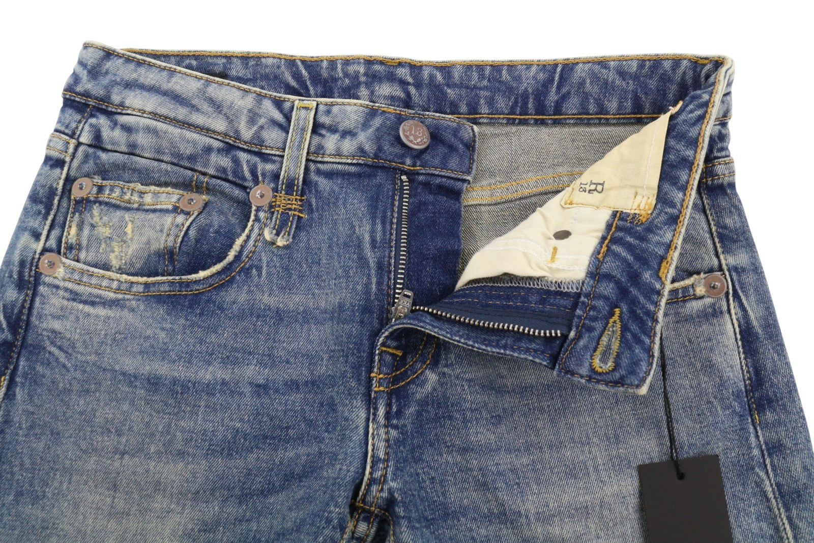 R13 Boy Straight Women Jeans 24 Kelly Stretch Whiskers Faded Cropped RRP699