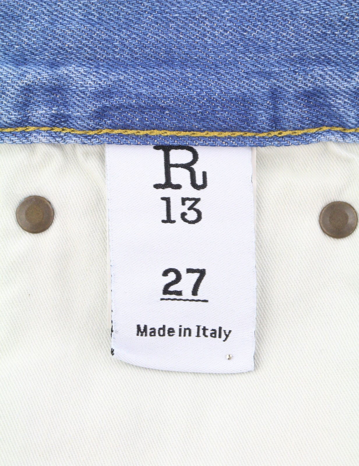 R13 Tailored Drop Women Jeans 27 Cliff Linen Indigo Whiskers Faded Ankle Cropped