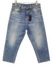 R13 Weller Drop Men Jeans W32 Jasper Blue Whiskers Faded Cropped Ankle Denim