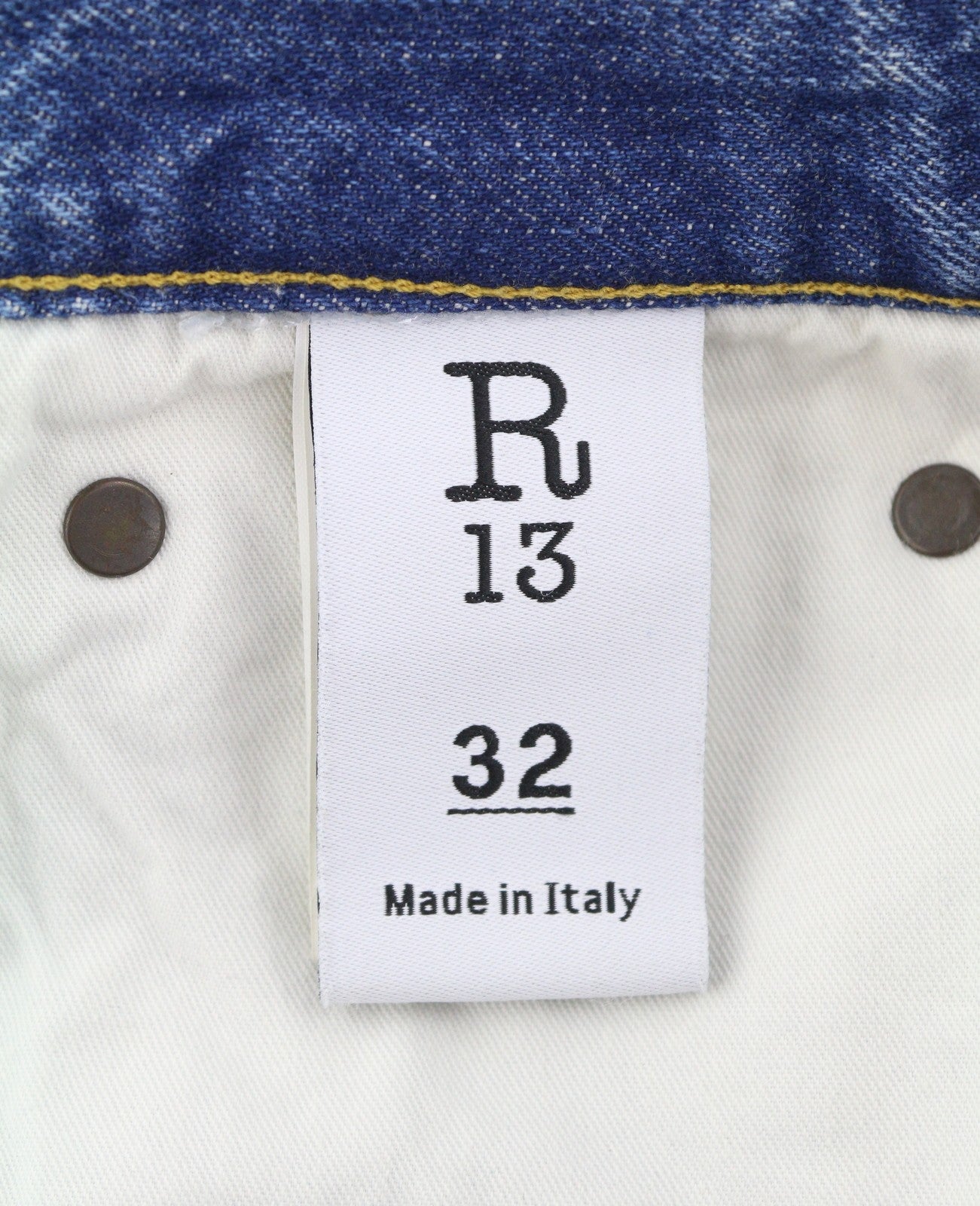 R13 Weller Drop Men Jeans W32 Jasper Blue Whiskers Faded Cropped Ankle Denim