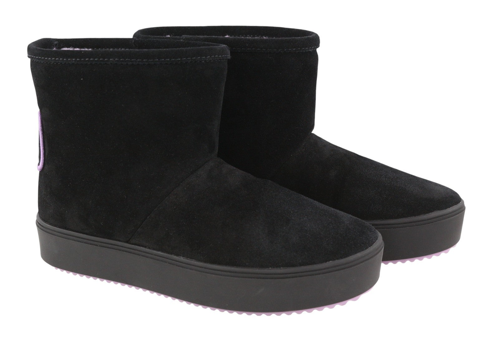 CHIARA FERRAGNI Ankle Eyelike Black Suede Women Boots EU37 Fleece Inside RRP275