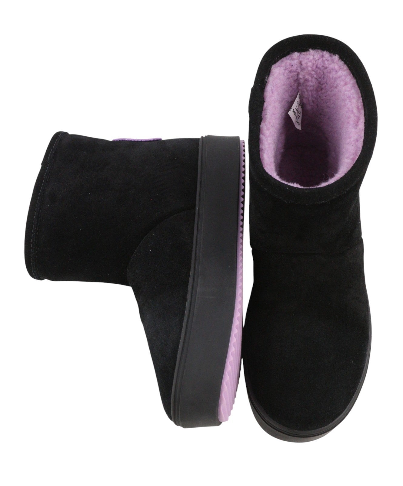 CHIARA FERRAGNI Ankle Eyelike Black Suede Women Boots EU37 Fleece Inside RRP275