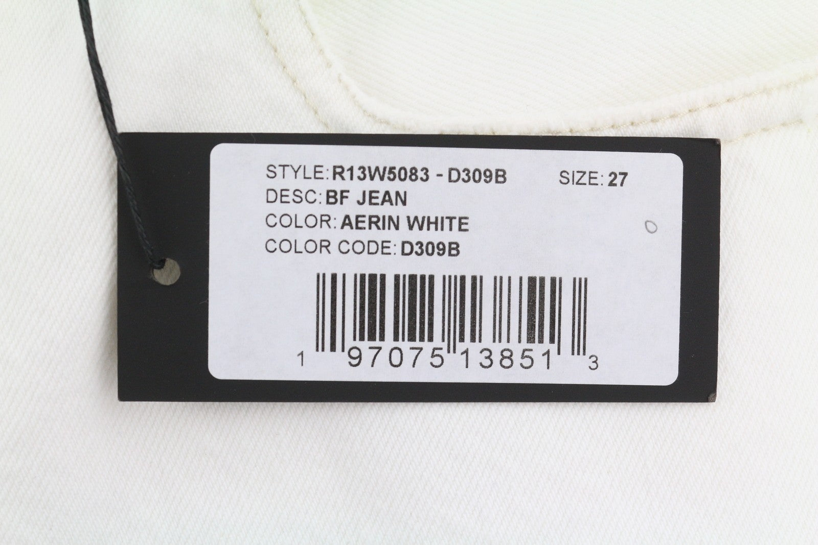 R13 Boyfriend Women Jeans 27 Aerin White Straight Fit Zip Denim SS25 RRP699