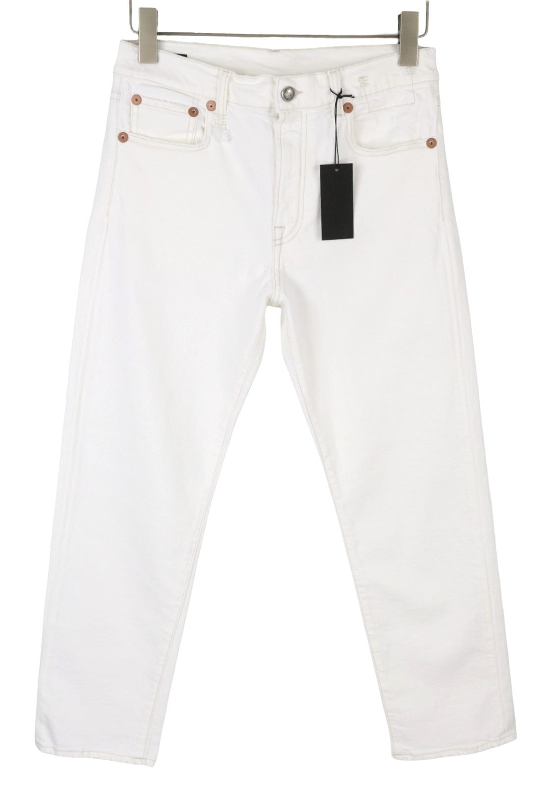 R13 Romeo Women Jeans 27 Aerin White Stretch Cropped Ankle Zip SS25 RRP699