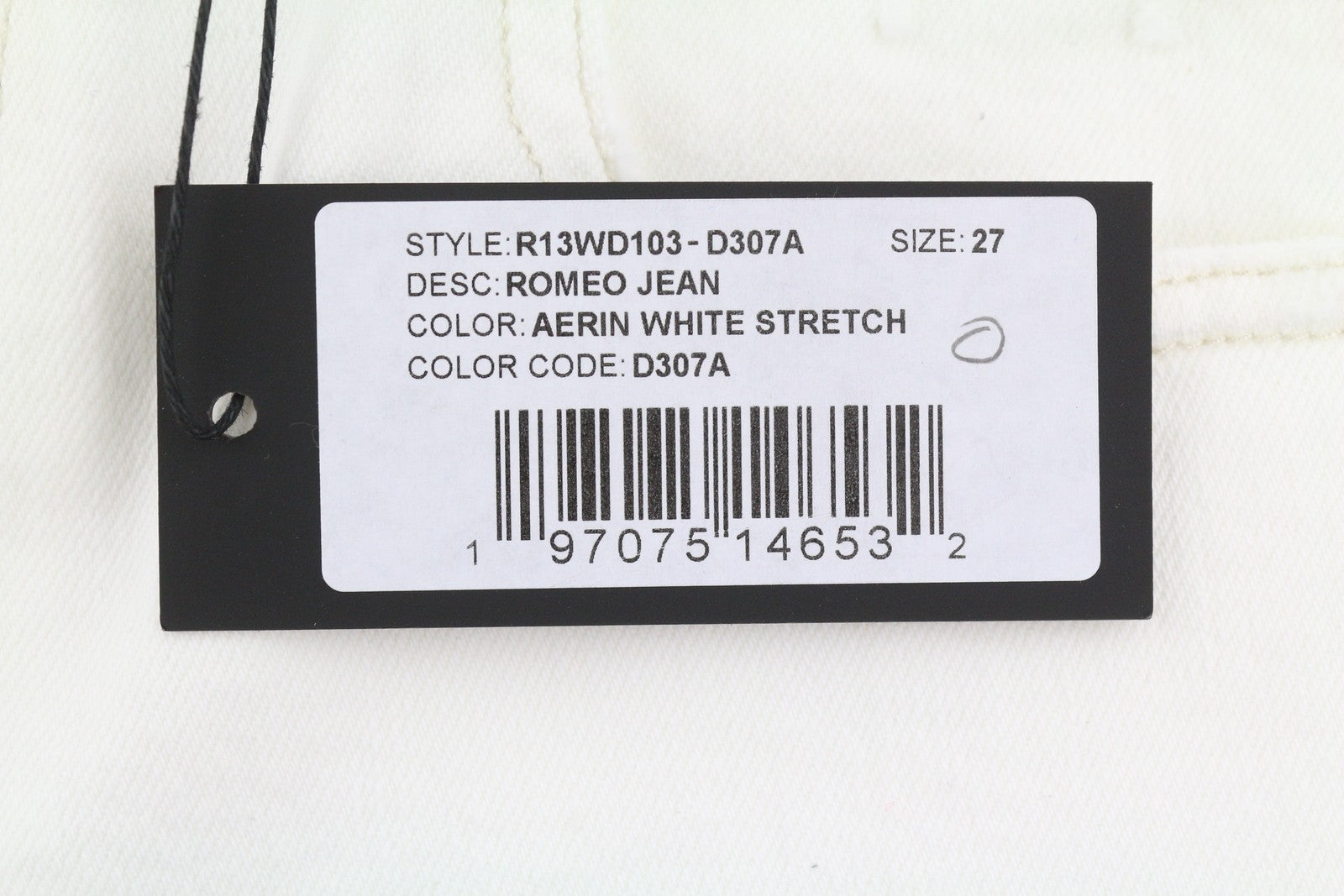 R13 Romeo Women Jeans 27 Aerin White Stretch Cropped Ankle Zip SS25 RRP699